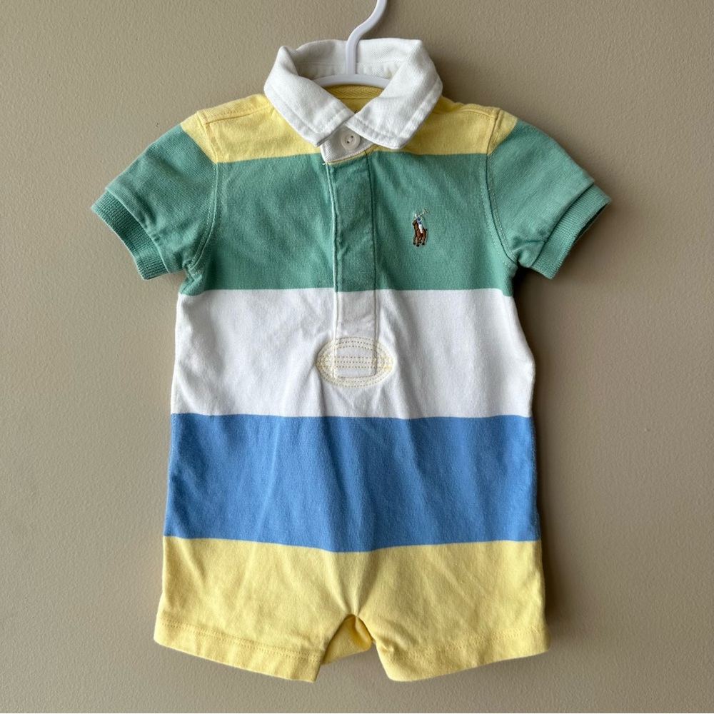 Ralph Lauren Striped cotton jersey rugby shortall Size 3 Months